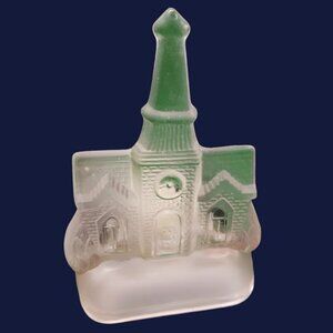 Frosted glass tea light candle holder church